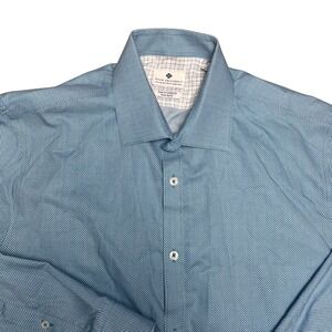 Ryan Seacrest Distinction Dress Shirt Mens 15.5 32/33 Blue Slim Fit Non Iron